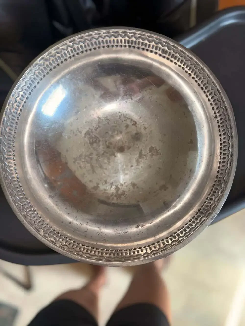 Lisa Jenks Decorative Metal Bowl Textured Silver Finish